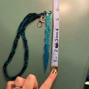 Blue resin self defense keychain
